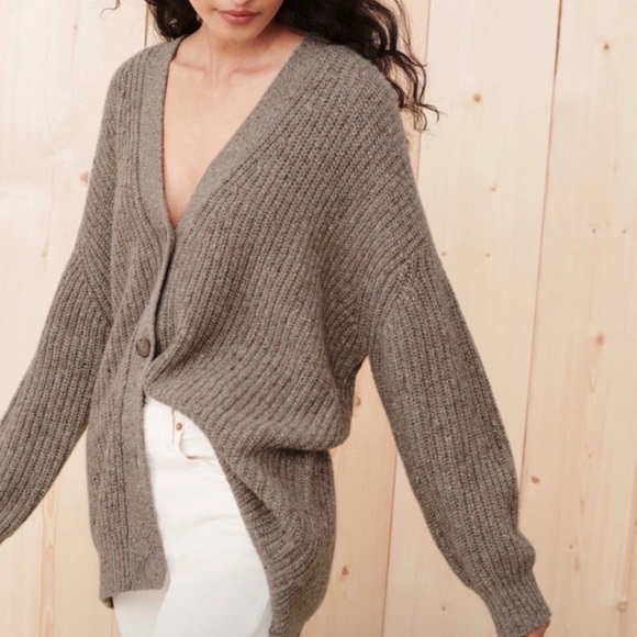 JENNI KAYNE Cashmere Blend Cocoon Cardigan in Taupe size S - Picture 2 of 7